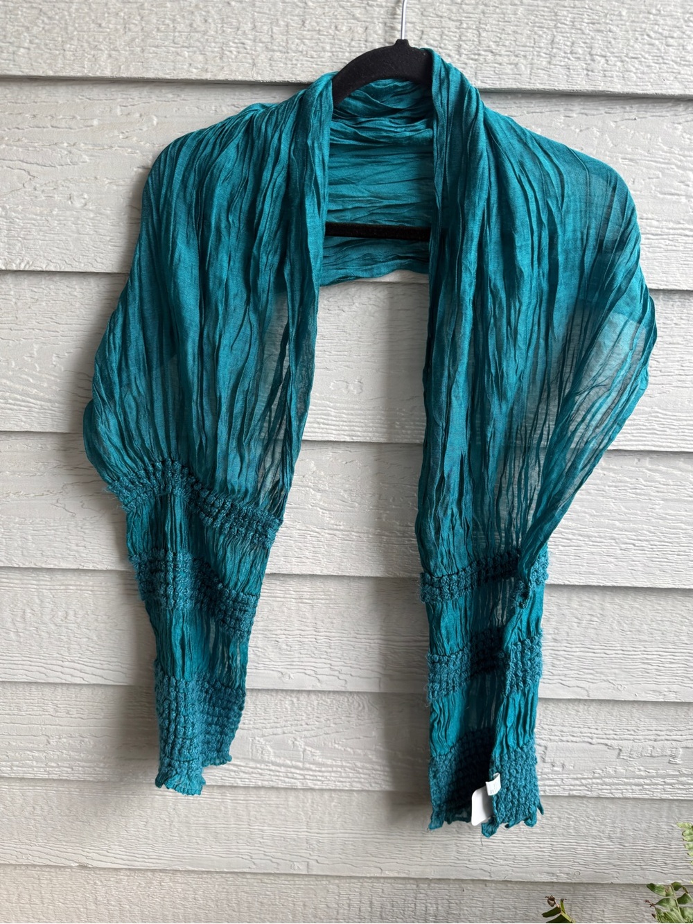 Teal Crinkle Textured Lightweight Scarf Wrap Shawl
